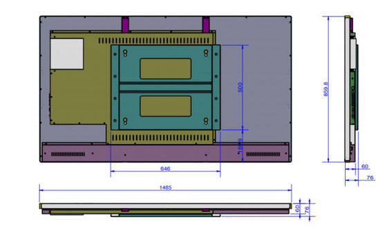 Hartglas LCD-Touch Screen, 80KHz 65 Zoll LCD-Monitor für Schule