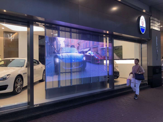 Beleuchtender P3.91-7.8 transparenter LED Seitenschirm mit hoher Helligkeit sehen durch geführt für Glaseingang
